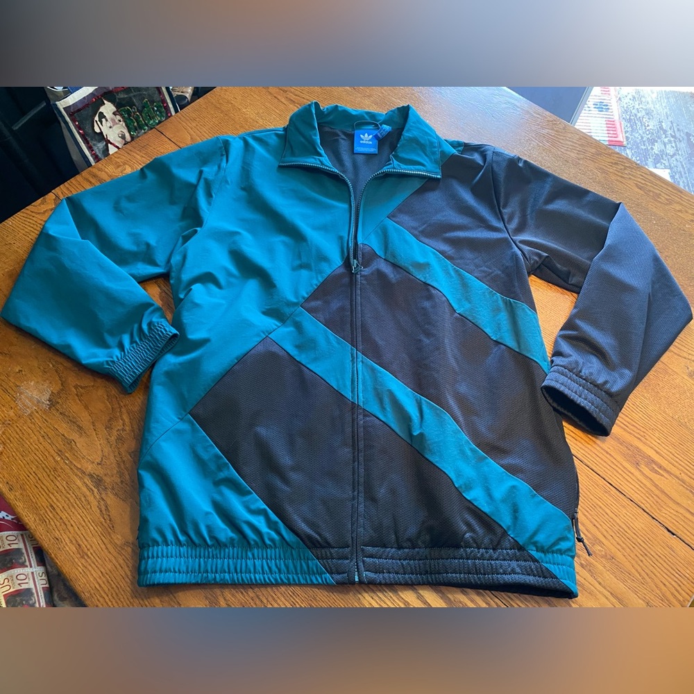 Men’s Adidas Full Zip Jacket Black & Green